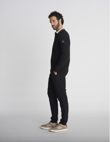 Polo manches longues noir LAVE