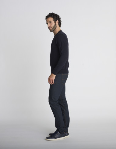 Pull col rond bleu marine LIEN