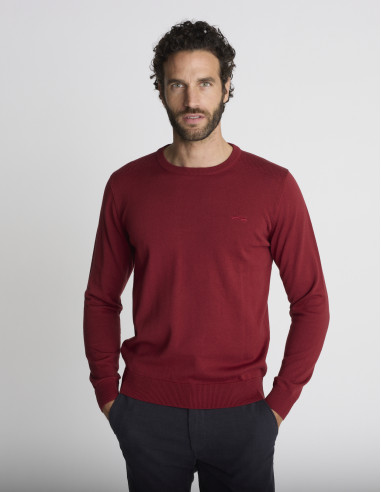 Pull col rond rouge LIEN