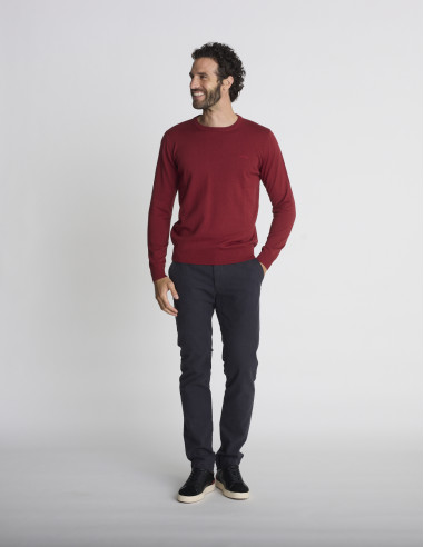 Pull col rond rouge LIEN