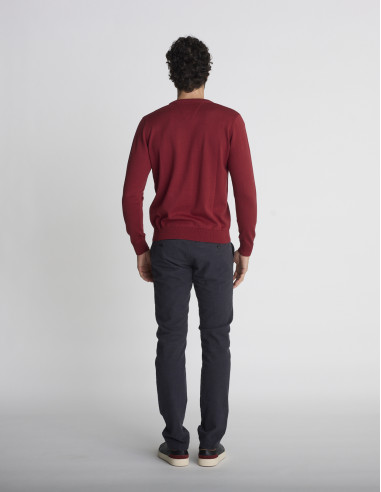 Pull col rond rouge LIEN