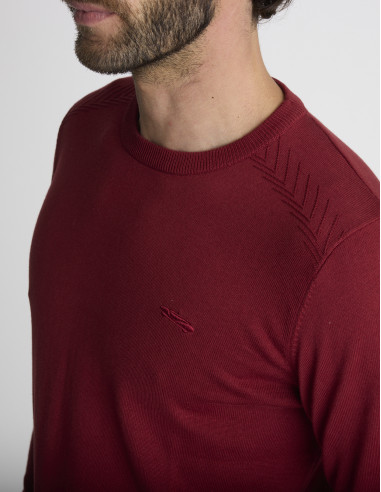 Pull col rond rouge LIEN