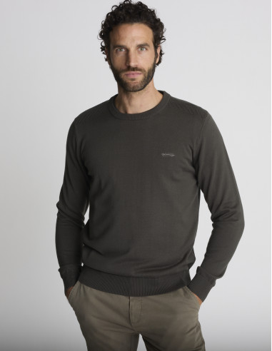 Pull col rond kaki LIEN