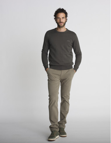 Pull col rond kaki LIEN