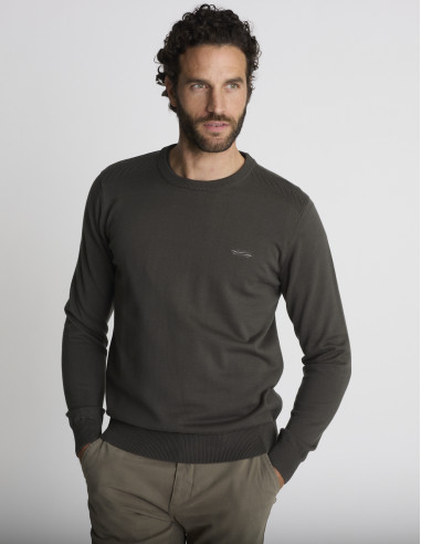 Pull col rond kaki LIEN