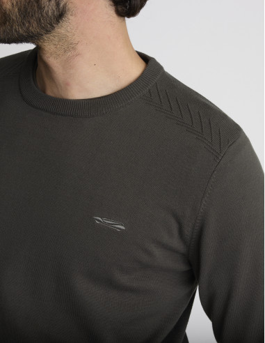 Pull col rond kaki LIEN