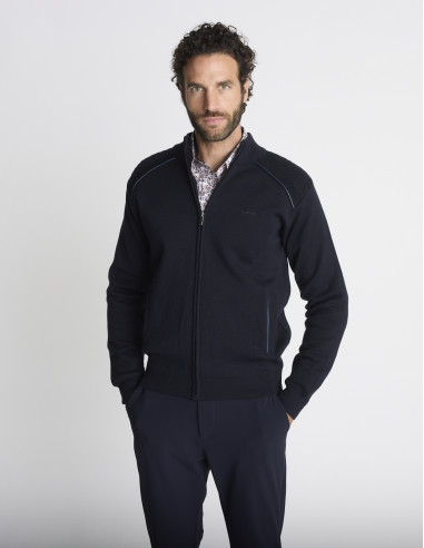 Gilet zippé col montant bleu marine...
