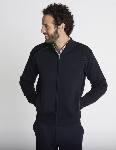 Gilet zippé col montant bleu marine...