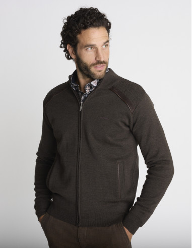 Gilet zippé col montant marron GUIDE