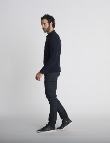 Polo manches longues bleu marine...