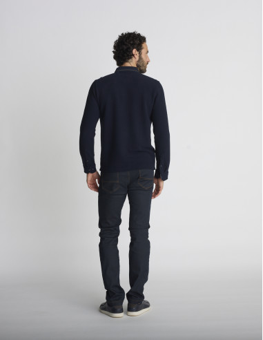 Polo manches longues bleu marine...