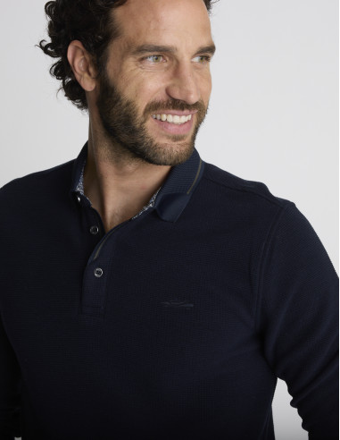 Polo manches longues bleu marine...