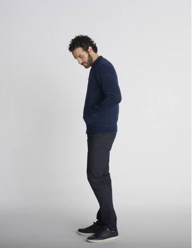 Gilet zippé bleu marine texturé GARDEFOU