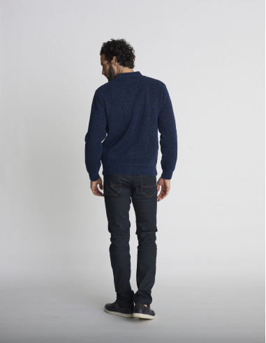 Gilet zippé bleu marine texturé GARDEFOU