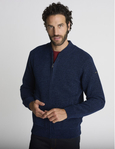 Gilet zippé bleu marine texturé GARDEFOU