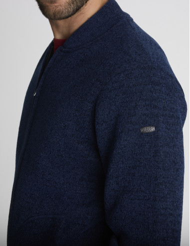 Gilet zippé bleu marine texturé GARDEFOU