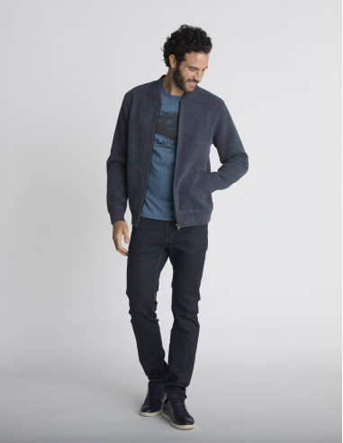 Gilet zippé gris anthracite texturé...