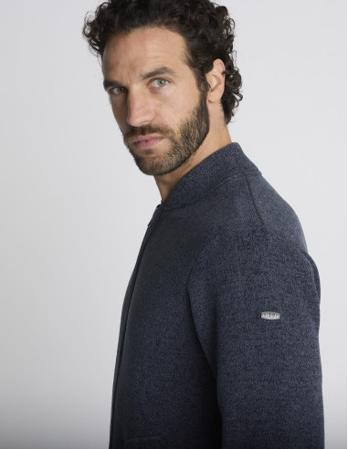Gilet zippé gris anthracite texturé...