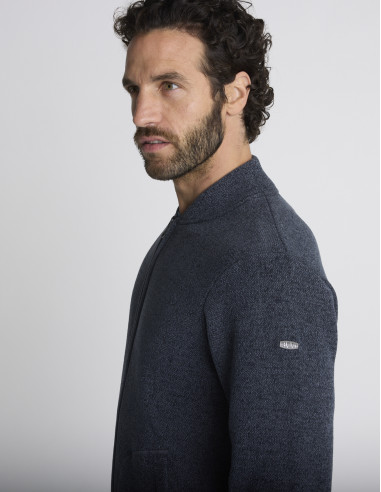 Gilet zippé gris anthracite texturé...