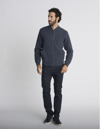 Gilet zippé gris anthracite texturé...
