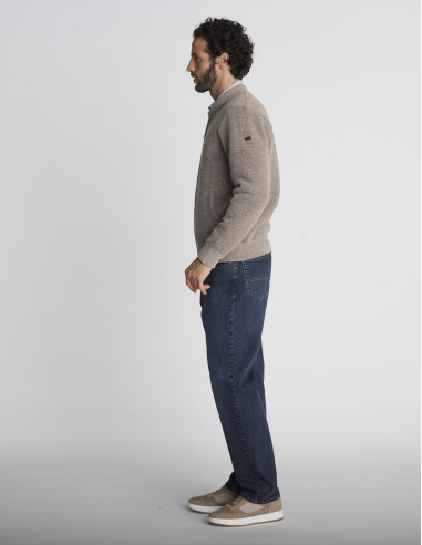 Gilet zippé écru texturé GARDEFOU