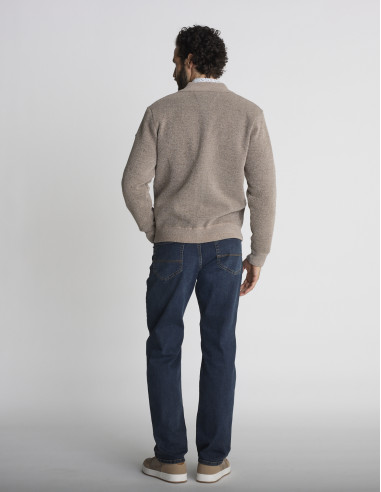 Gilet zippé écru texturé GARDEFOU
