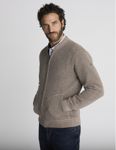 Gilet zippé écru texturé GARDEFOU