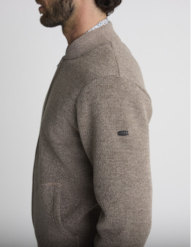 Gilet zippé écru texturé GARDEFOU