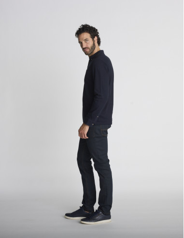 Polo manches longues bleu marine...