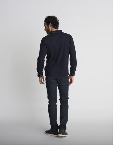 Polo manches longues bleu marine...