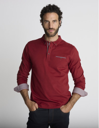 Polo manches longues bordeaux LUNEVILLE