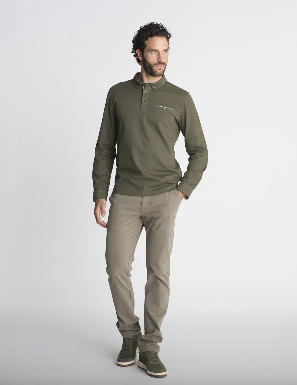 Polo manches longues kaki...