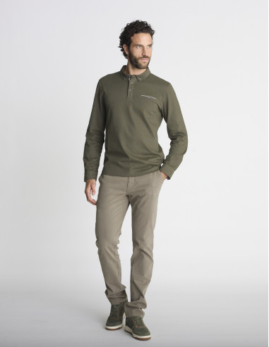 Polo manches longues kaki LUNEVILLE