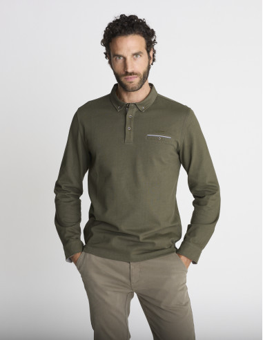 Polo manches longues kaki LUNEVILLE