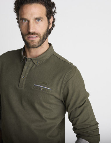 Polo manches longues kaki LUNEVILLE