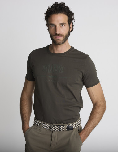 T-shirt logo kaki LOVUSANTU