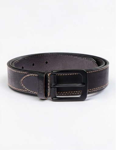 Ceinture en cuir de buffle noire ALFI