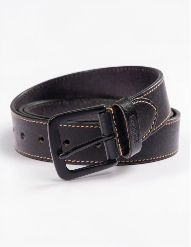 Ceinture en cuir de buffle noire ALFI