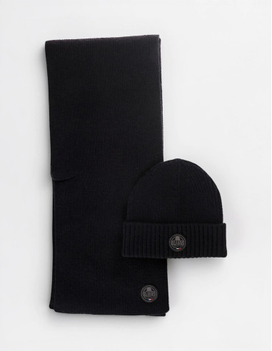 Coffret bonnet et écharpe noir AILLONS